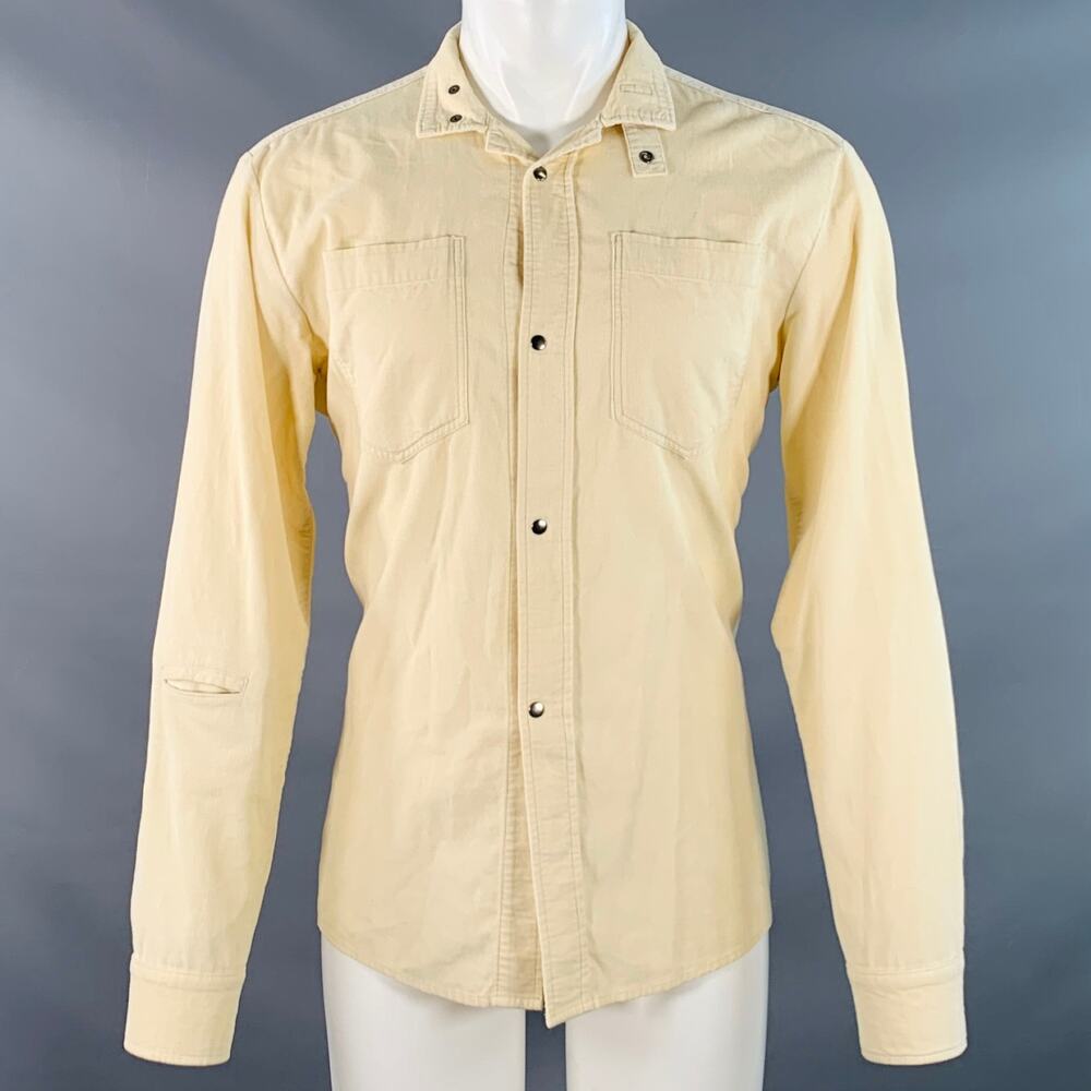 NICE COLLECTIVE Size M Cream Corduroy Cotton Two Pockets Snaps Long Sleeve Shirt